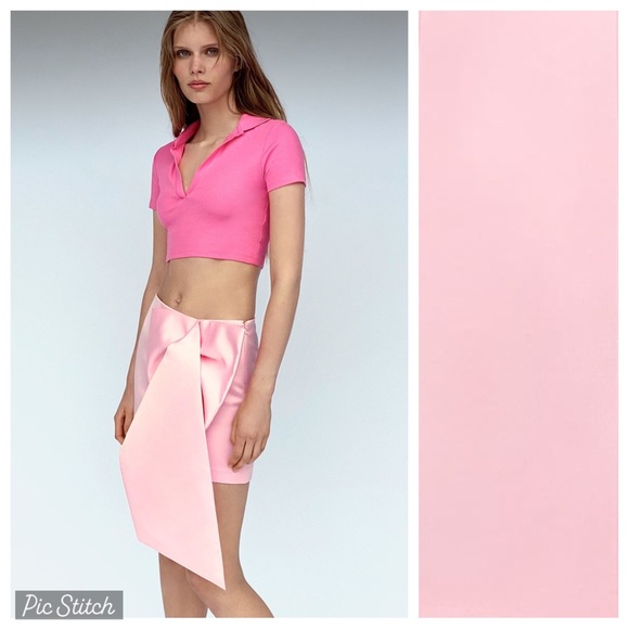NWT. Zara Limited Edition Pale Pink Maxi Bow Mini Skirt. Size M. - Picture 2 of 9